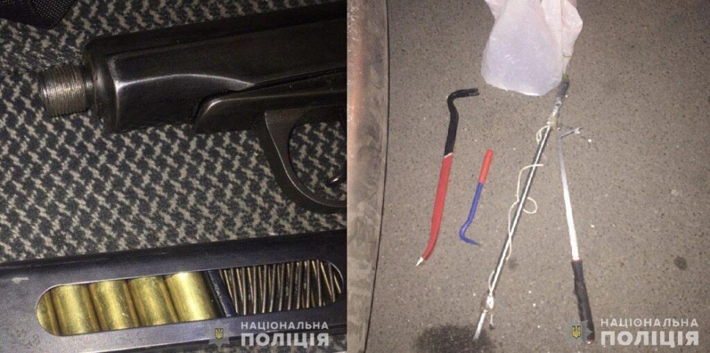 У Броварах затримали водія з пістолетом, набоями, ломами й різним устаткуванням пістолет, набої, ломи