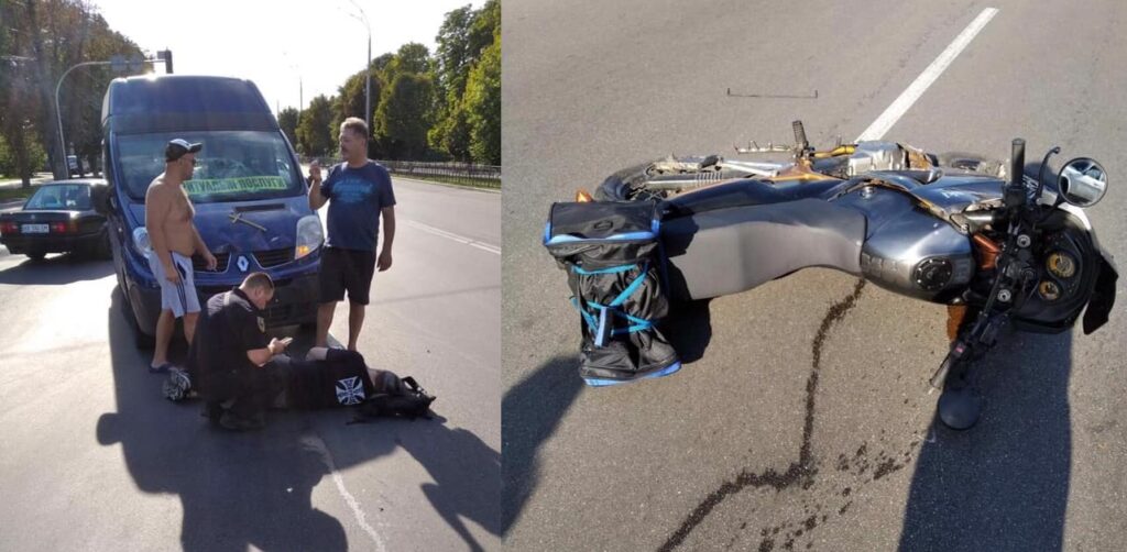 ДТП: Мікроавтобус ритуальних послуг збив мотоцикліста на Розвилці. ФОТО Розвилка 31.08.2020