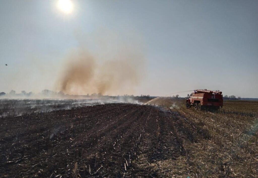 Пожежа трави та чагарників, фото - ДСНС, Семиполки